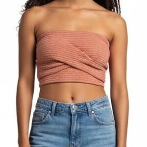 Pink Knit Bandeau Crop Top Tube Top Princess Polly Size Small Vacation Travel
